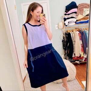 LANDS’ END Lilac Purple Navy Blue Sheath MIDI soft Career Dress 26W Work